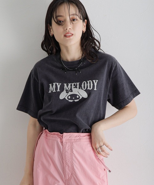 RAGEBLUE（レイジブルー）の「【マイメロディ】加工プリントTシャツ（Tシャツ/カットソー・レディース・ブラック・FREE）」の4枚目の写真