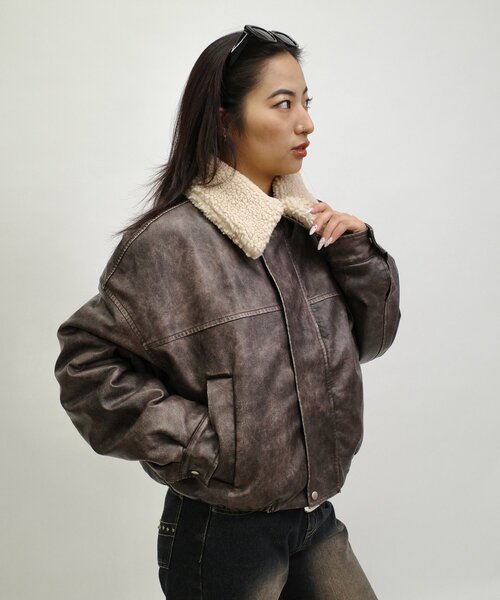 【セール】【UNISEX/サイズ展開あり】3way ヴィンテージライクレザーボアブルゾン（ブルゾン）｜WHO'S WHO gallery（フーズフーギャラリー）