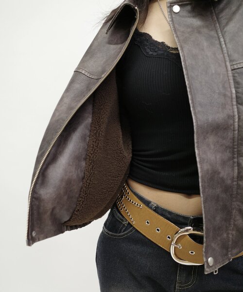 【セール】【UNISEX/サイズ展開あり】3way ヴィンテージライクレザーボアブルゾン（ブルゾン）｜WHO'S WHO gallery（フーズフーギャラリー）