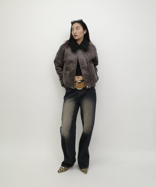 【セール】【UNISEX/サイズ展開あり】3way ヴィンテージライクレザーボアブルゾン（ブルゾン）｜WHO'S WHO gallery（フーズフーギャラリー）