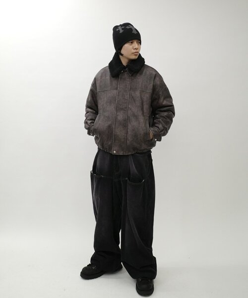 【セール】【UNISEX/サイズ展開あり】3way ヴィンテージライクレザーボアブルゾン（ブルゾン）｜WHO'S WHO gallery（フーズフーギャラリー）