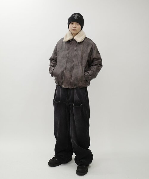 【セール】【UNISEX/サイズ展開あり】3way ヴィンテージライクレザーボアブルゾン（ブルゾン）｜WHO'S WHO gallery（フーズフーギャラリー）