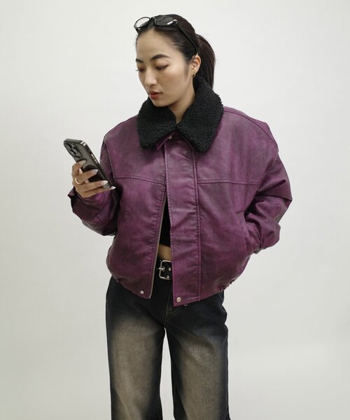 【セール】【UNISEX/サイズ展開あり】3way ヴィンテージライクレザーボアブルゾン（ブルゾン）｜WHO'S WHO gallery（フーズフーギャラリー）
