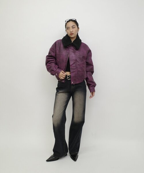 【セール】【UNISEX/サイズ展開あり】3way ヴィンテージライクレザーボアブルゾン（ブルゾン）｜WHO'S WHO gallery（フーズフーギャラリー）