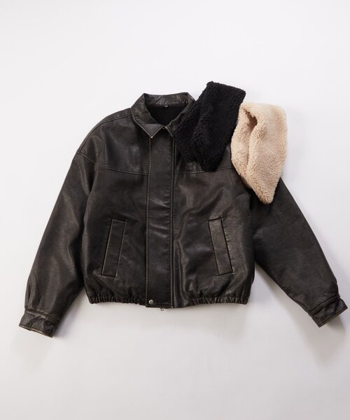 【セール】【UNISEX/サイズ展開あり】3way ヴィンテージライクレザーボアブルゾン（ブルゾン）｜WHO'S WHO gallery（フーズフーギャラリー）