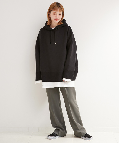 B.C STOCK(ベーセーストック)の「スムースジャージイージーフレアパンツ(その他パンツ・レディース・チャコールグレー/ブラック/アイボリー・SMALL/MEDIUM)」の10枚目の写真