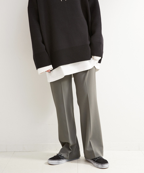 B.C STOCK(ベーセーストック)の「スムースジャージイージーフレアパンツ(その他パンツ・レディース・チャコールグレー/ブラック/アイボリー・SMALL/MEDIUM)」の16枚目の写真