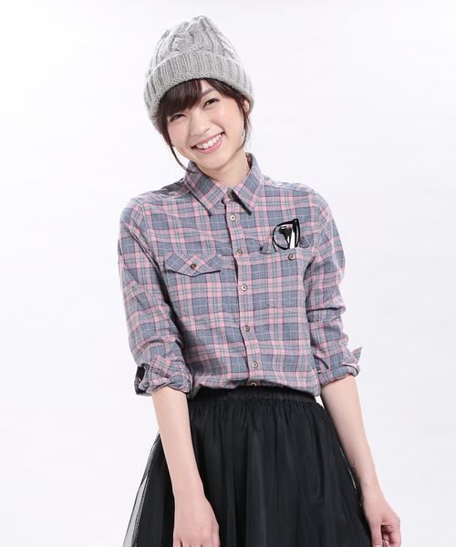ROPE' PICNIC(ロペピクニック)の「コットントップビエラチェックシャツ(シャツ/ブラウス・レディース・グレー/レッド・38)」の1枚目の写真