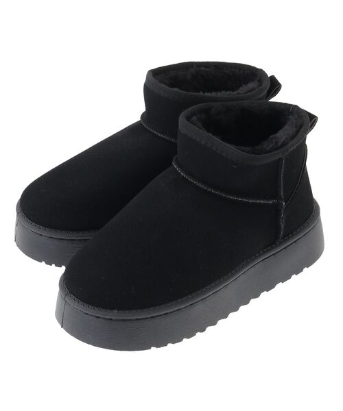 Green　Parks（グリーンパークス）の「・mina フェイクムートンショートブーツ（ブーツ・レディース・ブラック/キャメル・37/38/39）」の13枚目の写真