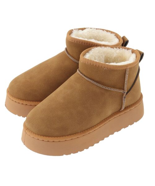 Green　Parks（グリーンパークス）の「・mina フェイクムートンショートブーツ（ブーツ・レディース・ブラック/キャメル・37/38/39）」の14枚目の写真