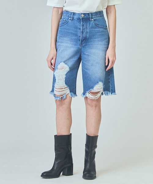 GRACE CLASS（グレースクラス）の「クラッシュハーフパンツ（その他パンツ・レディース・ブラック/ブルー・38/36）」の2枚目の写真