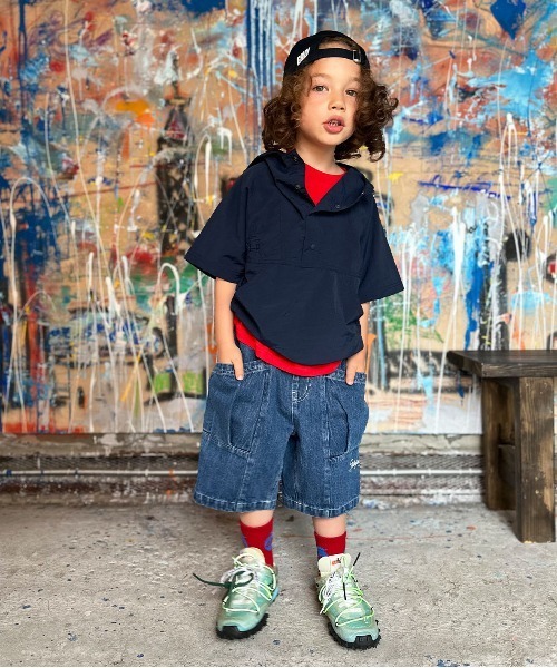 GROOVY COLORS（グルービーカラーズ）の「Nylon Taffeta Anorak Hoodie（ナイロンジャケット・キッズ・ネイビー・110/120）」の5枚目の写真