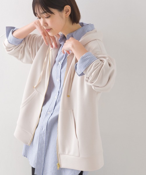 OMNES（オムネス）の「ソフトダンボールニットジップパーカー（パーカー・レディース・モカ/ピンク/アイボリー/グレー/チャコールグレー・MEDIUM/LARGE）」の12枚目の写真