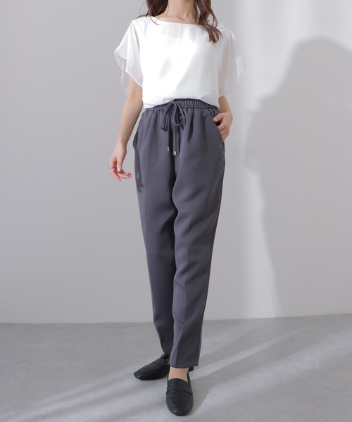 Lace Ladies（レースレディース）の「ソリッドカラー センタープリーツ テーパード イージー パンツ（スラックス・レディース・ネイビー/ブラック/アイボリー/グレー・S/M/L）」の7枚目の写真