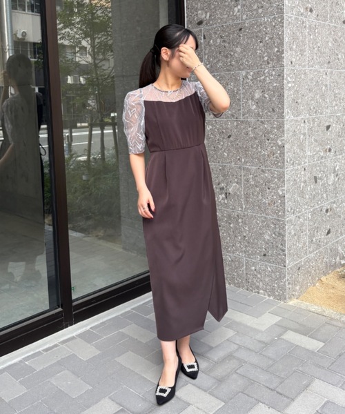 流行り の ブランド  セール】リーフ刺繍レースラップタイトドレス（ドレス）｜Dorry スーツ・フォーマル・ドレス