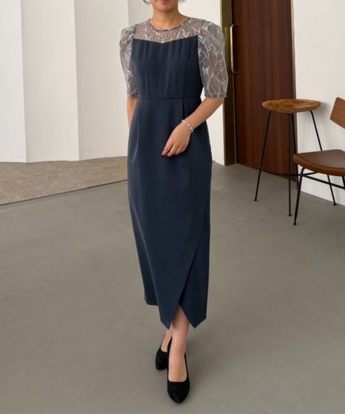 セール】リーフ刺繍レースラップタイトドレス（ドレス）｜Dorry Doll