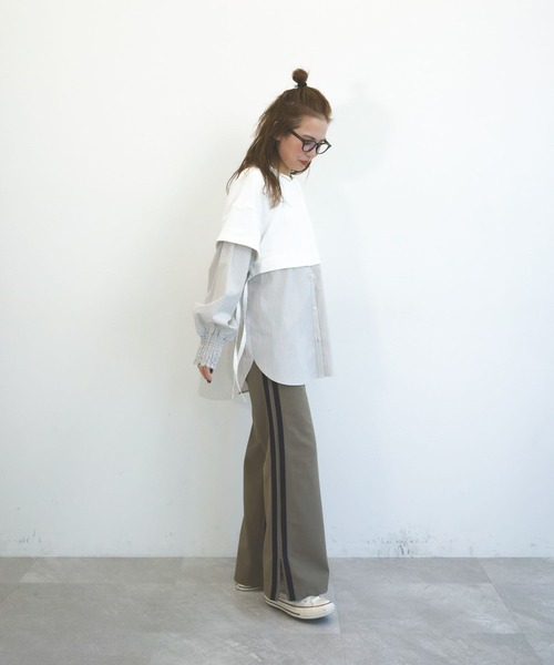 niko and...（ニコアンド）の「【MODE NORM CORE】裏毛レイヤードライクシャツ（シャツ/ブラウス・レディース・ネイビー/オフホワイト/グレー・MEDIUM/LARGE）」の7枚目の写真