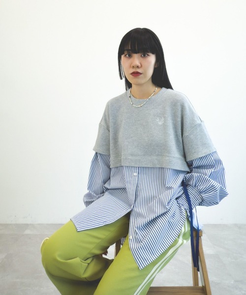 niko and...（ニコアンド）の「【MODE NORM CORE】裏毛レイヤードライクシャツ（シャツ/ブラウス・レディース・ネイビー/オフホワイト/グレー・MEDIUM/LARGE）」の11枚目の写真