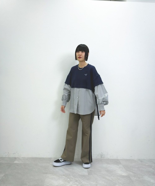 niko and...（ニコアンド）の「【MODE NORM CORE】裏毛レイヤードライクシャツ（シャツ/ブラウス・レディース・ネイビー/オフホワイト/グレー・MEDIUM/LARGE）」の21枚目の写真