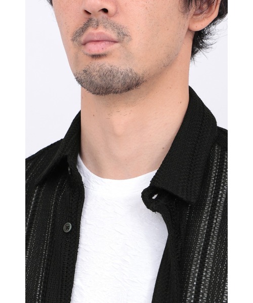 HIGH STREET（ハイストリート）の「HIGH STREET∴コードレース半袖シャツ（カーディガン/ボレロ・メンズ・ホワイト/ブラック・M/L/S）」の12枚目の写真