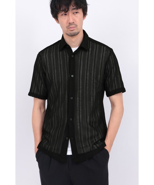 HIGH STREET（ハイストリート）の「HIGH STREET∴コードレース半袖シャツ（カーディガン/ボレロ・メンズ・ホワイト/ブラック・M/L/S）」の13枚目の写真