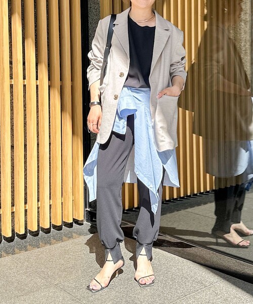 Rie Miller（リエミラー）の「《セットアップ対応》リネンライクシングルジャケット（テーラードジャケット・レディース・ライトグレー/ベージュ・38）」の5枚目の写真