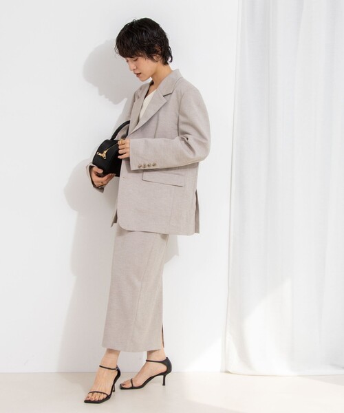 Rie Miller（リエミラー）の「《セットアップ対応》リネンライクシングルジャケット（テーラードジャケット・レディース・ライトグレー/ベージュ・38）」の15枚目の写真