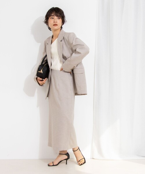 Rie Miller（リエミラー）の「《セットアップ対応》リネンライクシングルジャケット（テーラードジャケット・レディース・ライトグレー/ベージュ・38）」の16枚目の写真