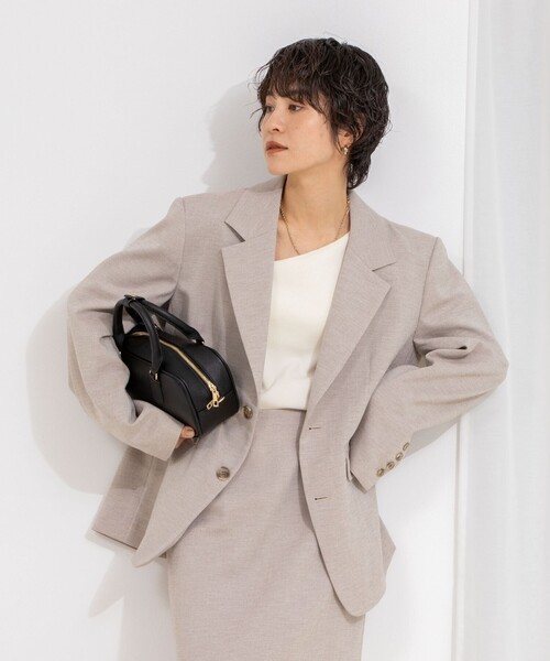 Rie Miller（リエミラー）の「《セットアップ対応》リネンライクシングルジャケット（テーラードジャケット・レディース・ライトグレー/ベージュ・38）」の20枚目の写真