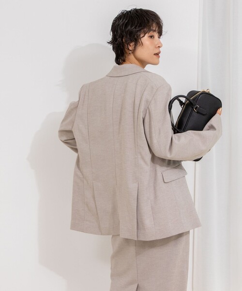 Rie Miller（リエミラー）の「《セットアップ対応》リネンライクシングルジャケット（テーラードジャケット・レディース・ライトグレー/ベージュ・38）」の21枚目の写真