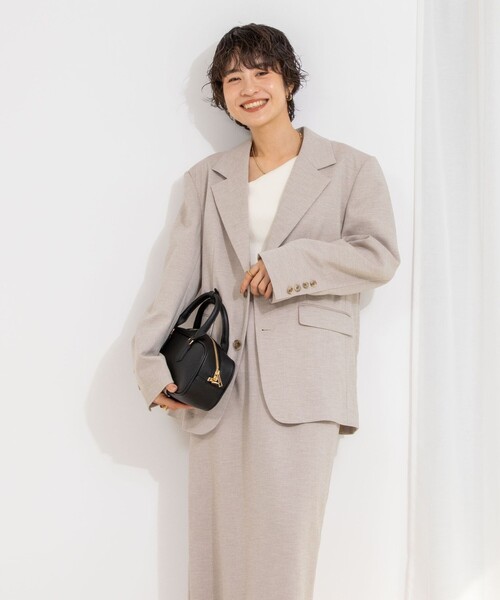 Rie Miller（リエミラー）の「《セットアップ対応》リネンライクシングルジャケット（テーラードジャケット・レディース・ライトグレー/ベージュ・38）」の22枚目の写真