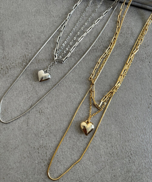 DouDou（ドゥドゥ）の「ハート3連ネックレス（ネックレス・レディース・シルバー/ゴールド・FREE）」の4枚目の写真