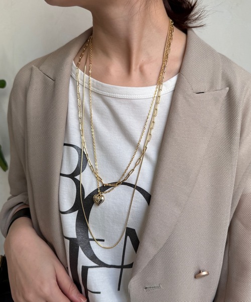 DouDou（ドゥドゥ）の「ハート3連ネックレス（ネックレス・レディース・シルバー/ゴールド・FREE）」の2枚目の写真