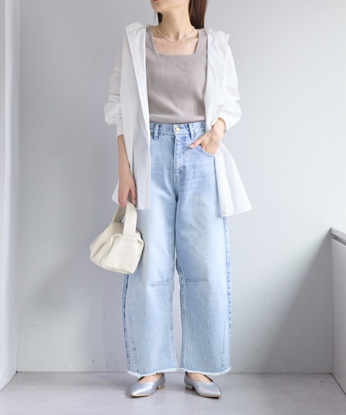 PUAL CE CIN（ピュアルセシン）の「【Du noir】リネンタッチスクエアタンク（ニット/セーター・レディース・ブラック/オフホワイト/グレイッシュベージュ/モカ・FREE）」の14枚目の写真