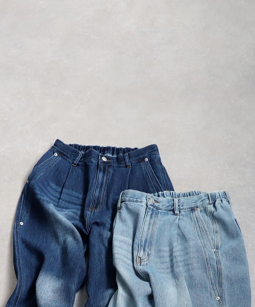 antiqua(アンティカ)の「色落ちタックデニム(デニムパンツ・レディース・ブルー系その他2/ブルー系その他・MEDIUM/LARGE)」の5枚目の写真