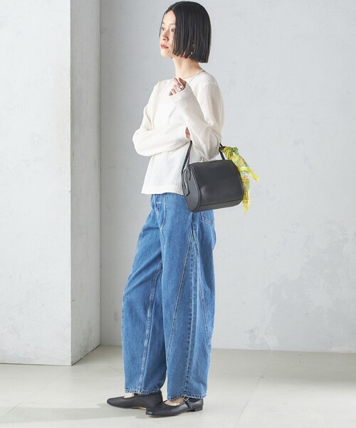 SHIPS(シップス)の「〈手洗い可能〉シアー ネック ポコビュー TEE ブラウス(シャツ/ブラウス・レディース・オフホワイト/ネイビー・ONE SIZE)」の5枚目の写真