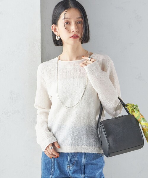 ブラウス シャツ 「手洗い可能」シアー ネック ポコビュー TEE ブラウス レディース セール】〈手洗い可能〉シアー ネック ポコビュー TEE ブラウス