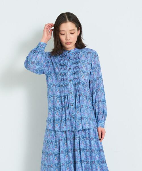 ADIEU TRISTESSE リバティプリントセーラー ブラウス シャツ ブルー レディース アデュートリステス【中古】4-0722S∞ ADIEU TRISTESSE - ADIEU TRISTESSE リバティプリントセーラー