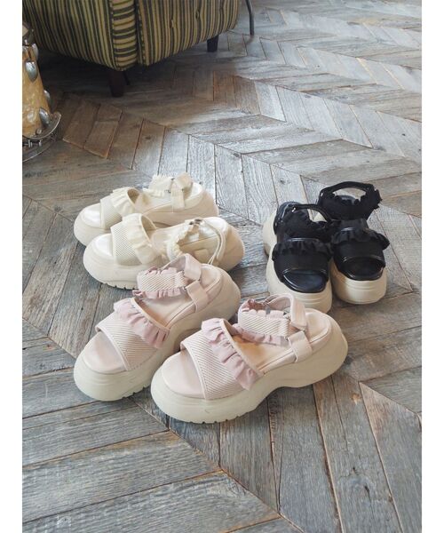 セール】フリルメッシュスニーカーサンダル（サンダル）｜merry jenny