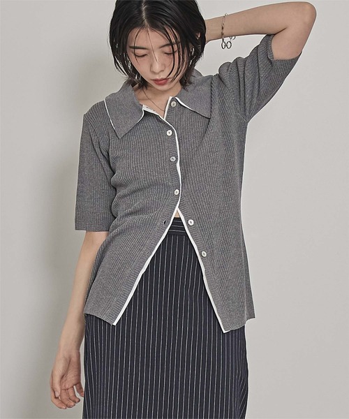 miette(ミエット)の「配色ドッキングポロニット(ニット/セーター・レディース・グレー/ブラウン/ライトグリーン・FREE)」の12枚目の写真