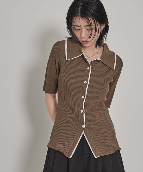 miette(ミエット)の「配色ドッキングポロニット(ニット/セーター・レディース・グレー/ブラウン/ライトグリーン・FREE)」の19枚目の写真