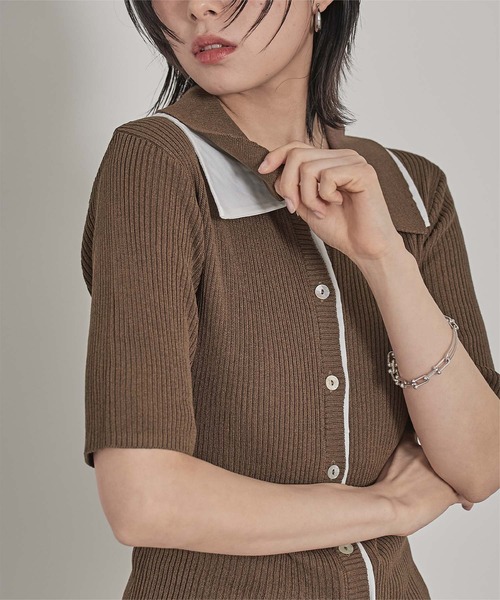 miette(ミエット)の「配色ドッキングポロニット(ニット/セーター・レディース・グレー/ブラウン/ライトグリーン・FREE)」の21枚目の写真