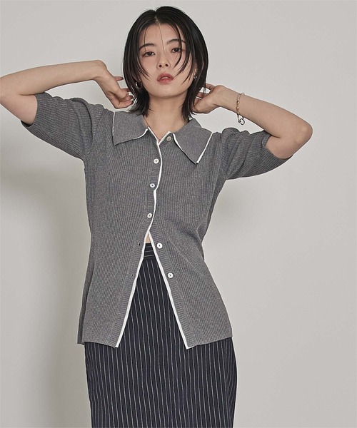 miette(ミエット)の「配色ドッキングポロニット(ニット/セーター・レディース・グレー/ブラウン/ライトグリーン・FREE)」の14枚目の写真