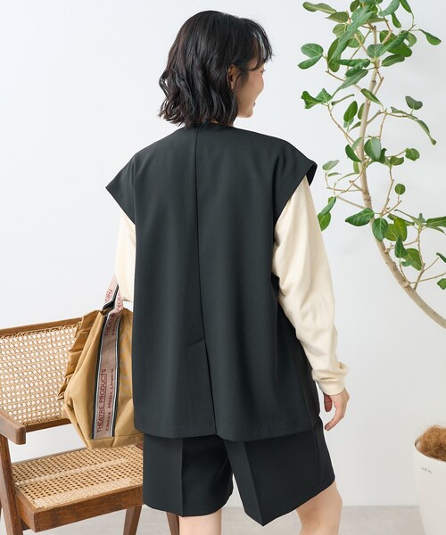 FREAK'S STORE（フリークスストア）の「接触冷感/UV リネンタッチ ダブルベスト＜セットアップ対応＞（ベスト・レディース・グレー/ブラック/ベージュ/その他・ﾌﾘ-）」の8枚目の写真