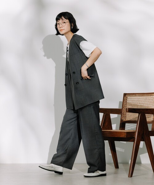 FREAK'S STORE（フリークスストア）の「接触冷感/UV リネンタッチ ダブルベスト＜セットアップ対応＞（ベスト・レディース・グレー/ブラック/ベージュ/その他・ﾌﾘ-）」の11枚目の写真