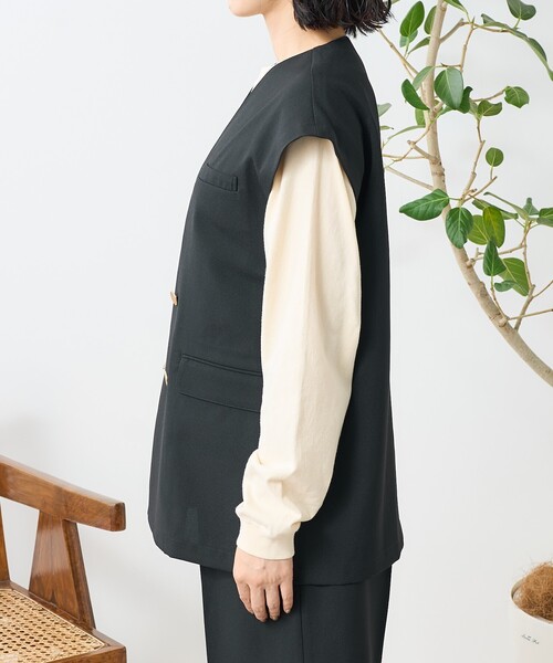 FREAK'S STORE（フリークスストア）の「接触冷感/UV リネンタッチ ダブルベスト＜セットアップ対応＞（ベスト・レディース・グレー/ブラック/ベージュ/その他・ﾌﾘ-）」の18枚目の写真