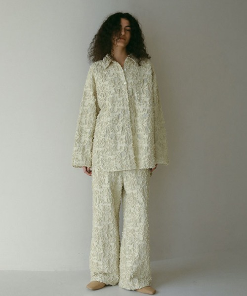 ETRE TOKYO(エトレトウキョウ)の「カットジャガードセミワイドパンツ(その他パンツ・レディース・オフホワイト/ベージュ・S/M)」の18枚目の写真