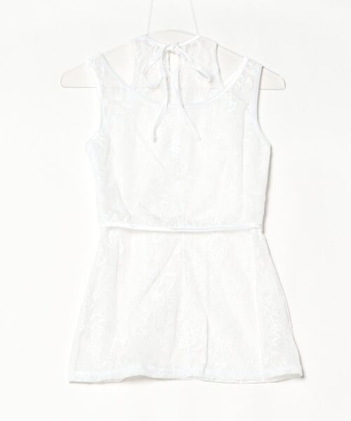 AKIKOAOKI（アキコアオキ）の「AKIKOAOKI/アキコアオキ/layerd lace tank（タンクトップ・レディース・ホワイト/ブラック・F）」の3枚目の写真