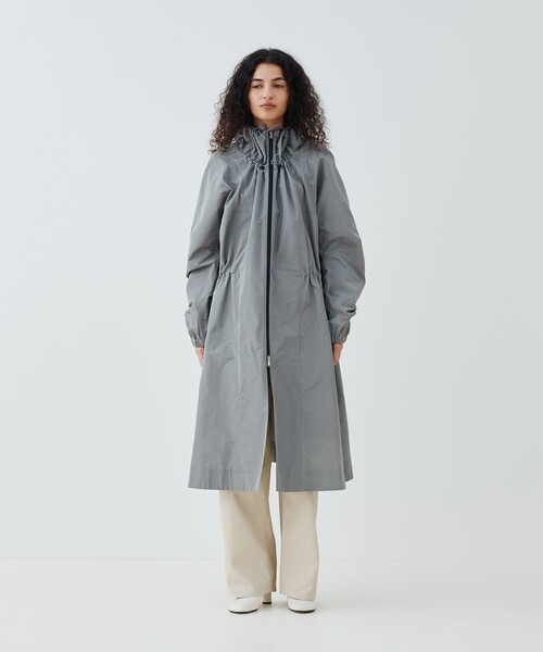 【美品】n100 シルクタフタコート　シルバー 美品】n100 シルクタフタコート シルバー