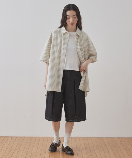 Unblend（アンブレンド）の「【Unblend】アソート レギュラーカラー オーバーサイズ 半袖シャツ（シャツ/ブラウス・レディース・キナリ/ブルーグレー/ブルー/グリーン/ホワイト/ブラウン/ベージュ・FREE）」の15枚目の写真